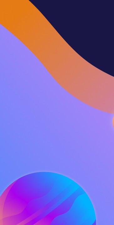 Fondo abstracto con formas fluidas en tonos morados, azules y naranjas, representando creatividad y diseño gráfico para servicios de marketing digital.