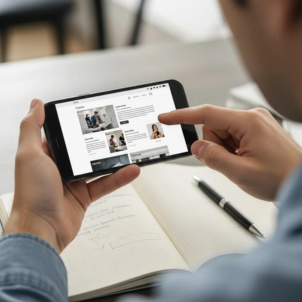 User conducting mobile usability testing on a smartphone, highlighting the importance of optimizing website performance