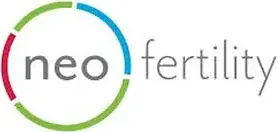 Logo of Neo Fertility, featuring the word "neo" in lowercase letters and "fertility" in a modern font, surrounded by a circular design with red, green, and blue segments, representing innovative approaches in fertility solutions.