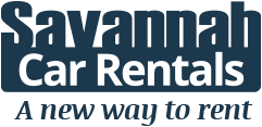 Savannah Car Rentals logo featuring the tagline "A new way to rent," relevant to Blue Edge Business Solutions' marketing services in Savannah, GA.